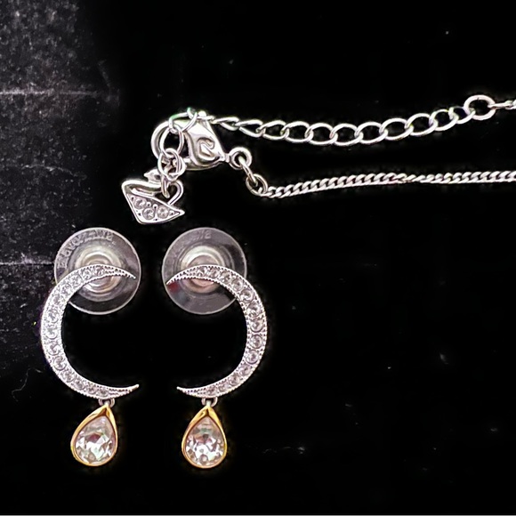 Swarovski Half Moon Teardrop Necklace and Earring Set - Picture 2 of 4